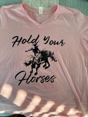 Ash Pink 'Hold Your Horses' V-Neck Tee